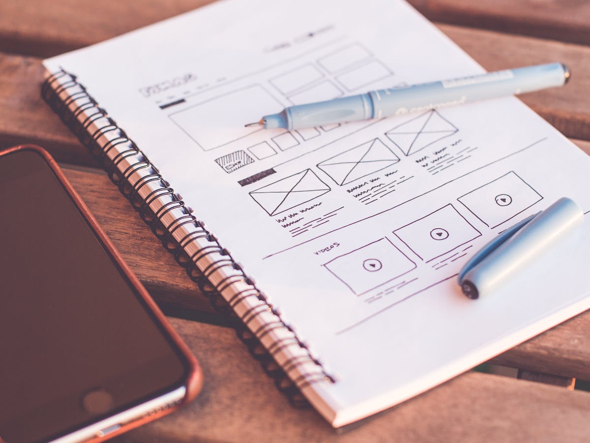 UI wireframes and design sketches